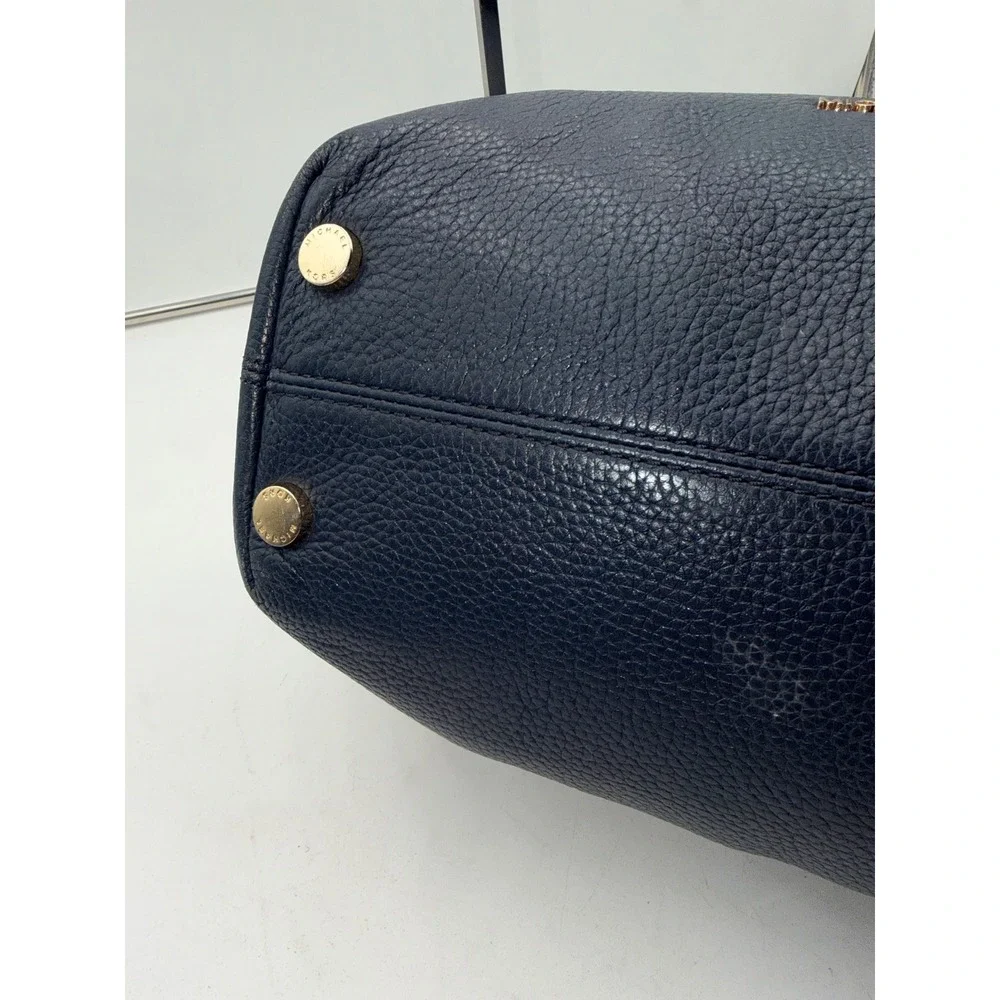 Michael Kors Bedford Navy Blue Pebbled Leather Chain Shoulder Hobo Bag